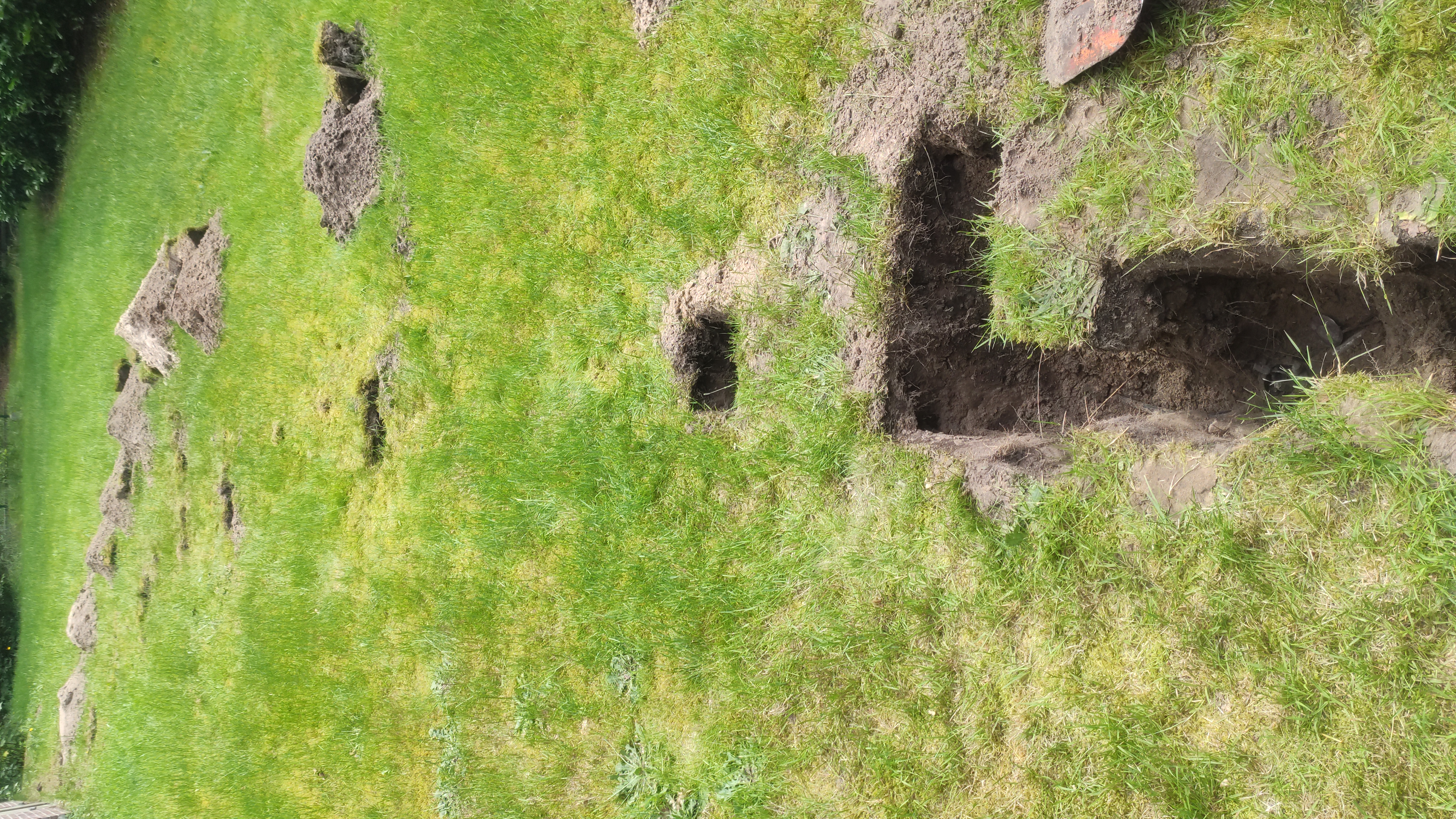 The holes to follow underground cables